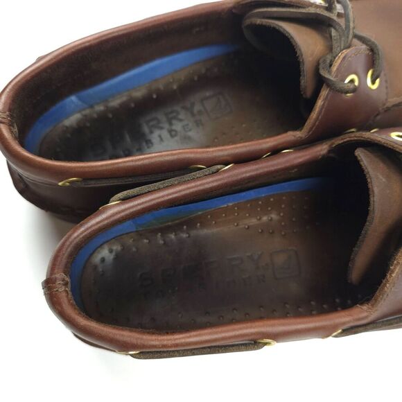 SPERRY Authentic Original Boat Shoes Leather Old Money Preppy Quiet Luxury Brown - Picture 7 of 9